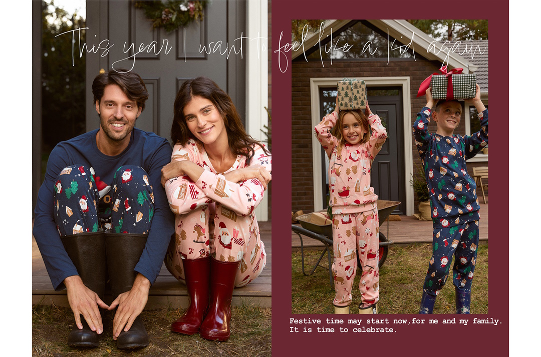 Porodica nosi novogodišnje pidžame 